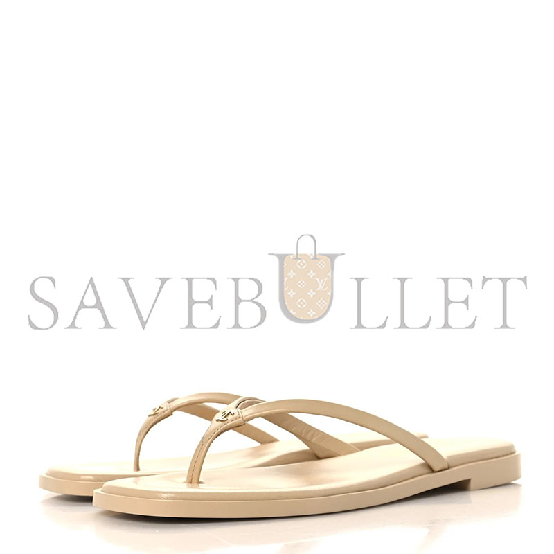 CHANEL GOATSKIN CC TIMES SQUARE THONG SANDALS